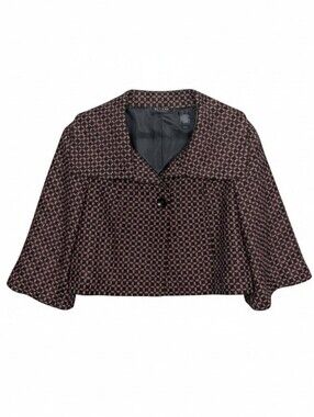 Axcess Wool‎ Blend Cropped Textured Jacket Blazer Large Burgundy Black